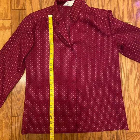 Lady Arrow Vintage 70s Burgundy Graphics Button Down Blouse, Small - Picture 4 of 8